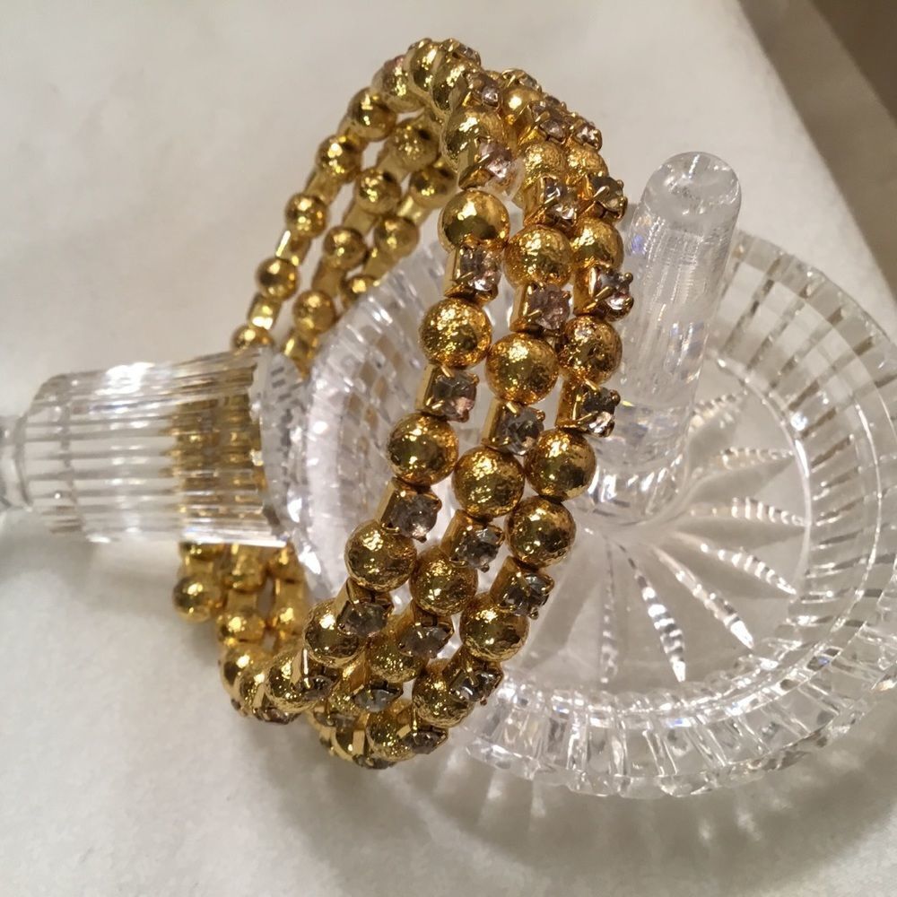 Goldtone and Crystal Coil Bracelet